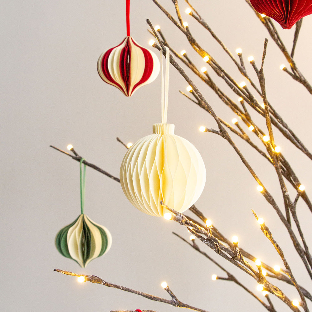 Christmas Decorations Bauble Set of 4 - Cream