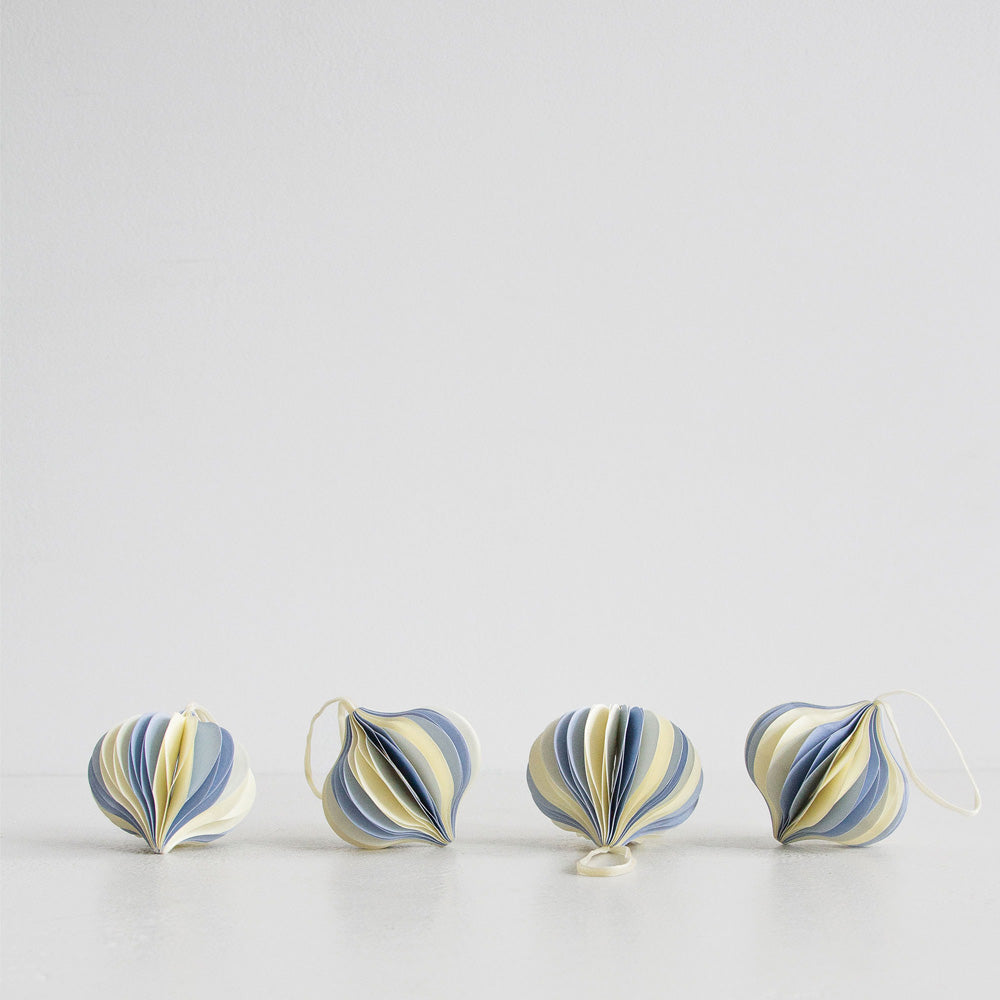 Christmas Decorations Drop Set of 4 - Blue/Cream