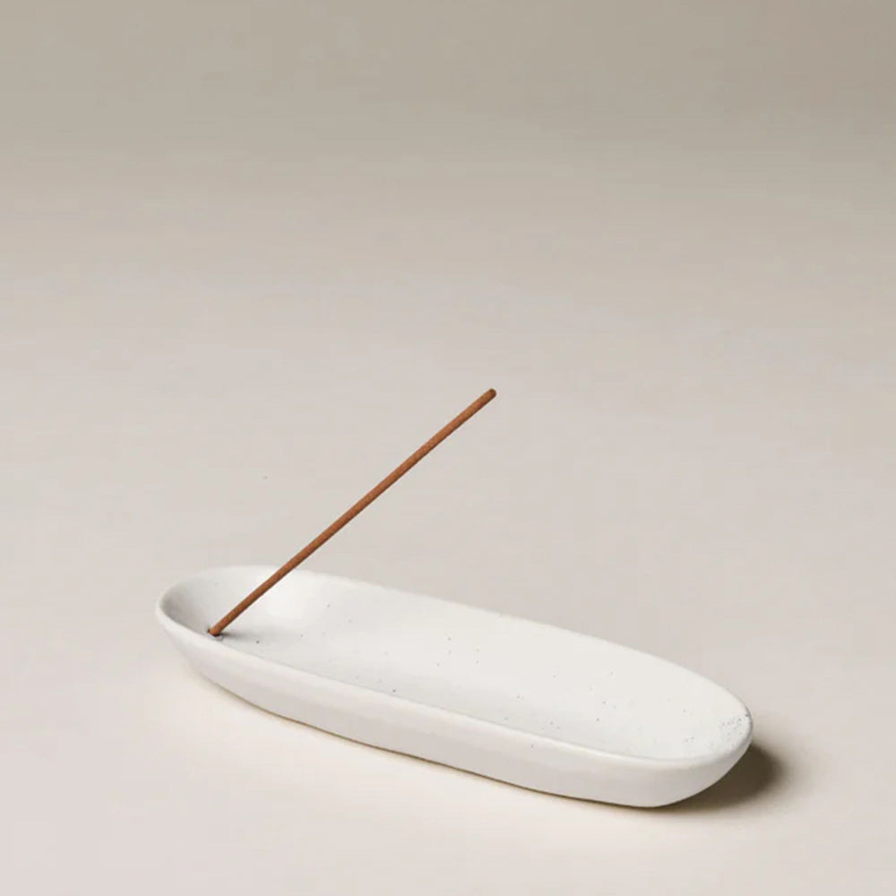 Ceramic Incense Holder - White Speckle