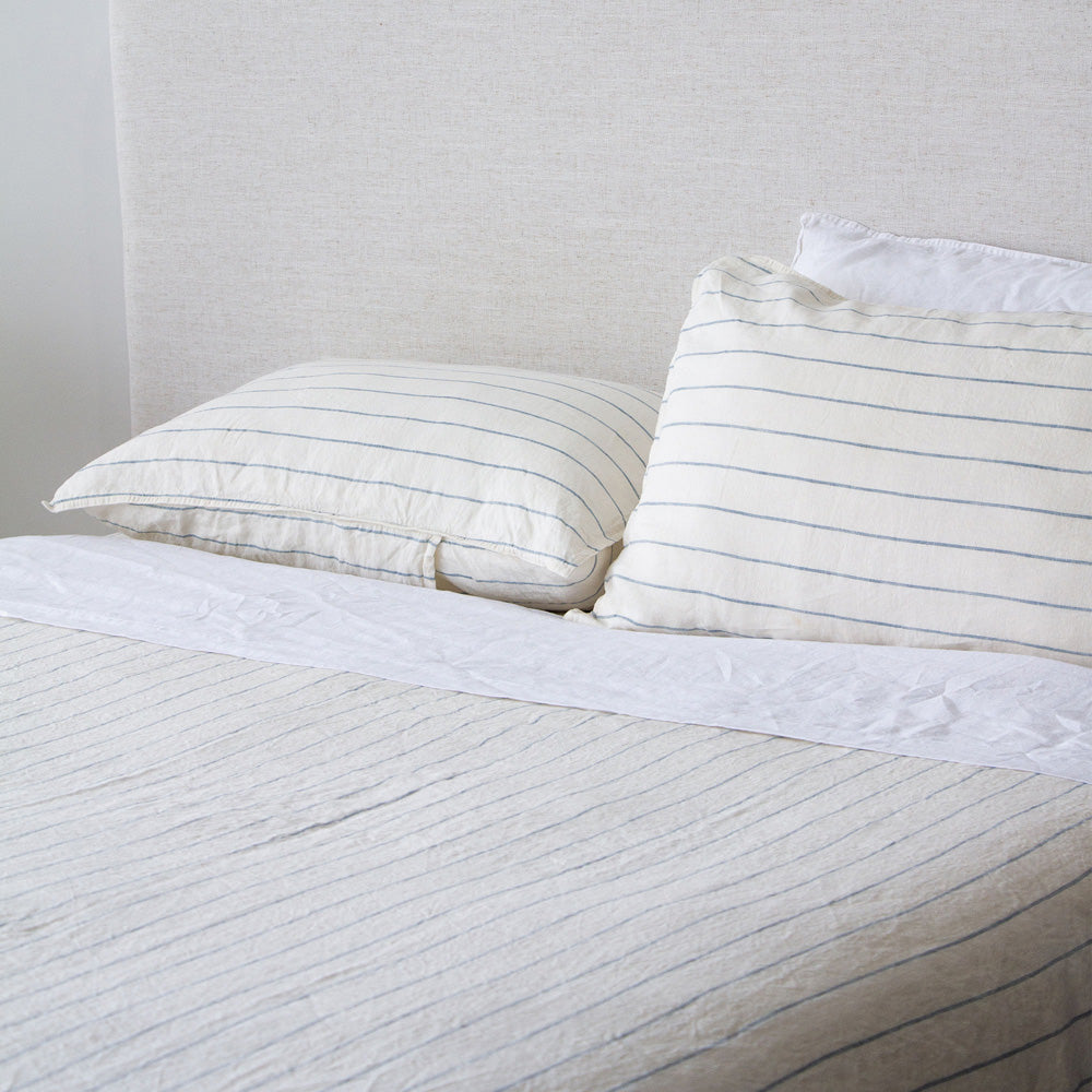 Linen Pillowcases - Lake Stripe