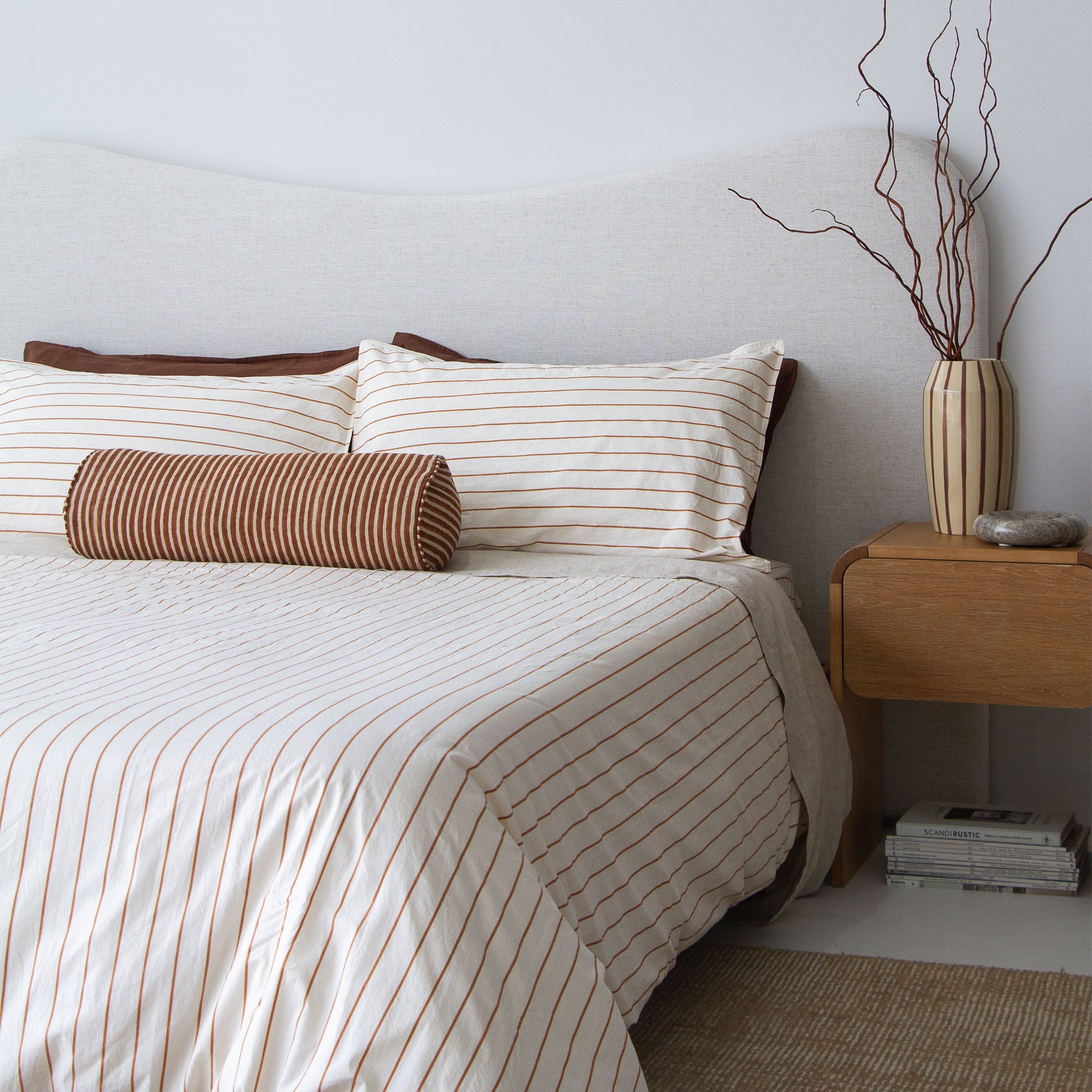 Stonewash Cotton Duvet - Cedar Stripe