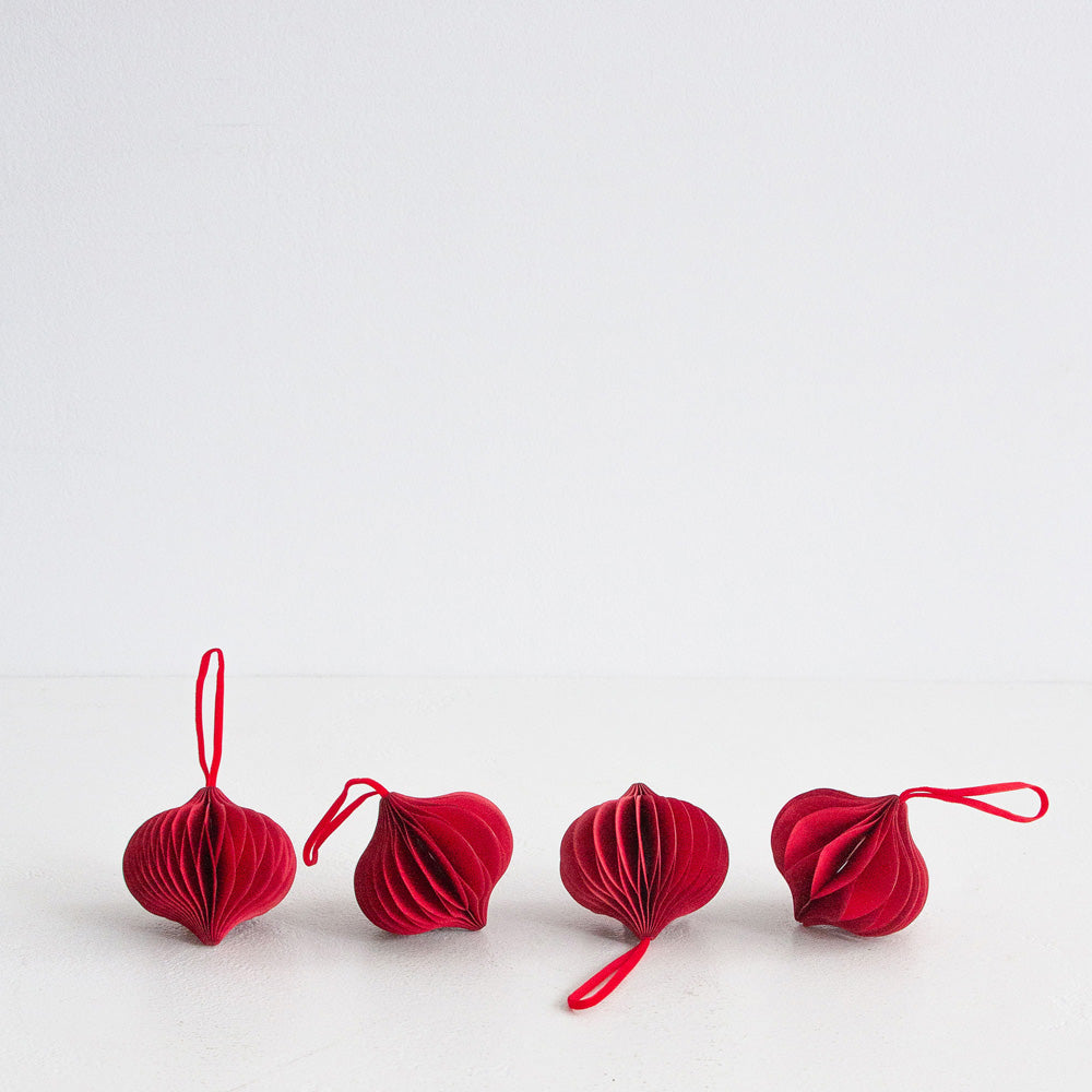 Christmas Decorations Drop Set of 4 - Cherry Red