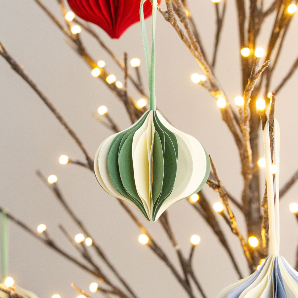 Christmas Decorations Drop Set of 4 - Meadow/Cream