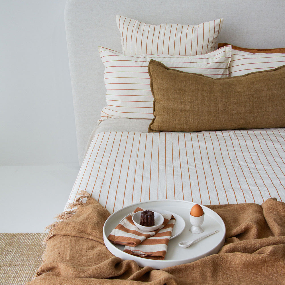 Stonewash Cotton Duvet - Cedar Stripe