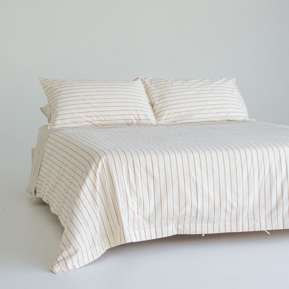 Stonewash Cotton Duvet - Cedar Stripe