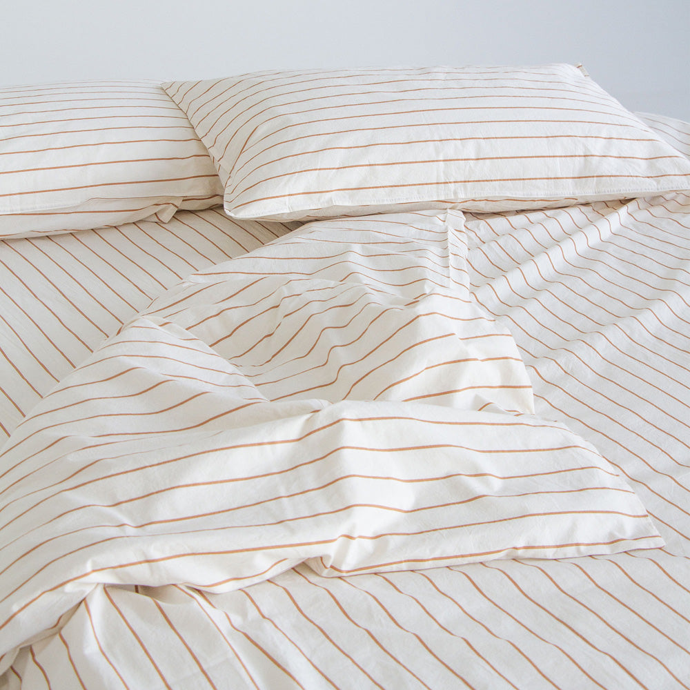 Stonewash Cotton Duvet - Cedar Stripe