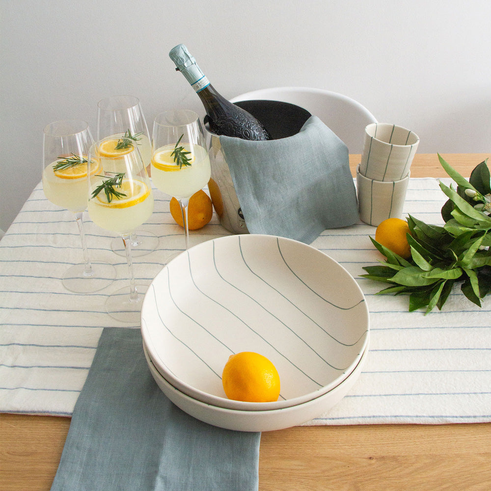 Linen Tablecloth - Lake Stripe