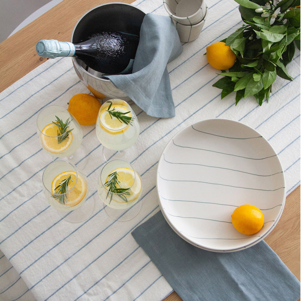 Linen Tablecloth - Lake Stripe