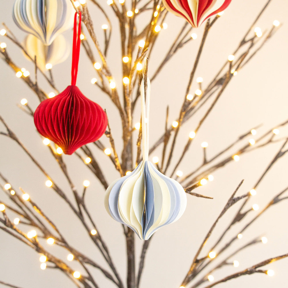 Christmas Decorations Drop Set of 4 - Blue/Cream