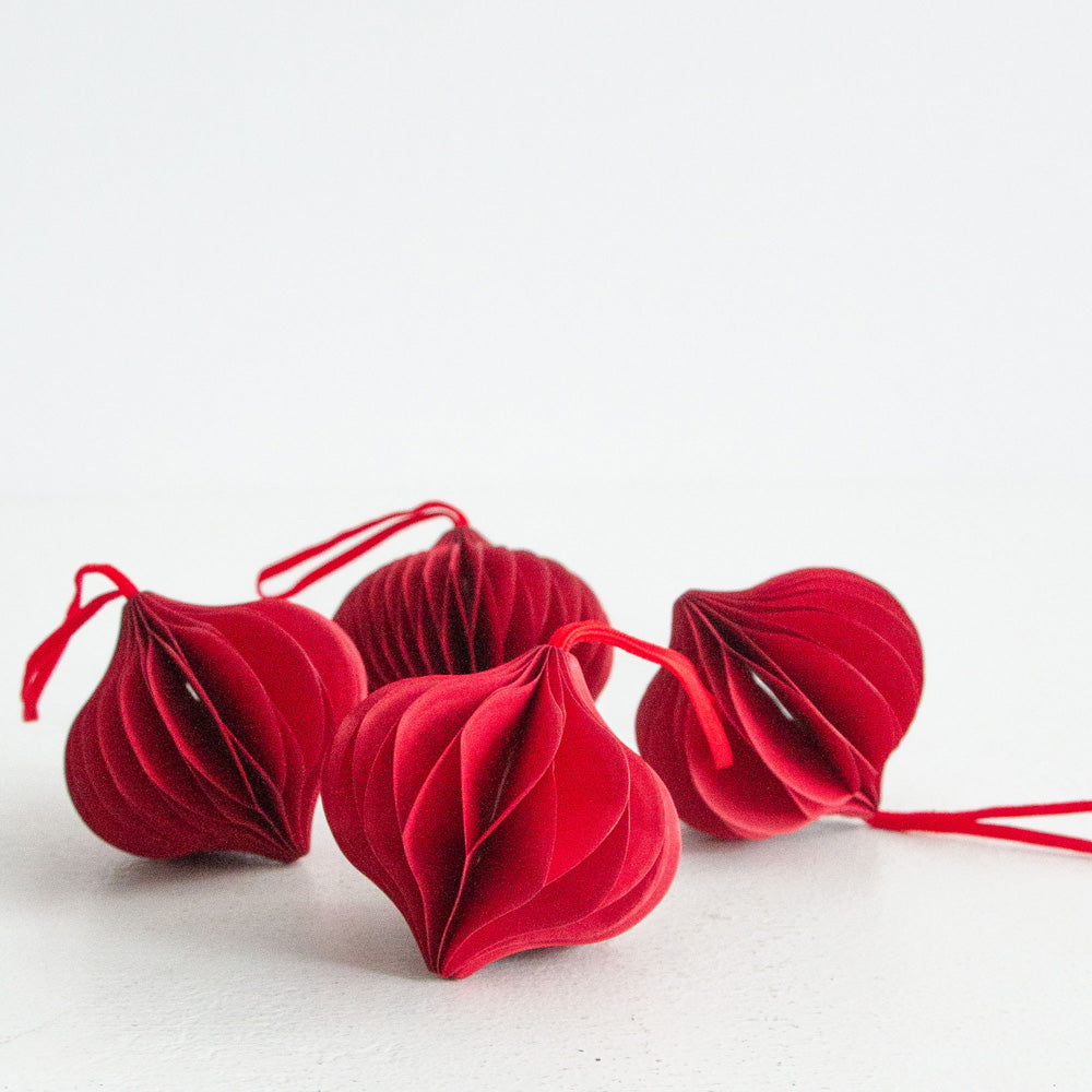 Christmas Decorations Drop Set of 4 - Cherry Red
