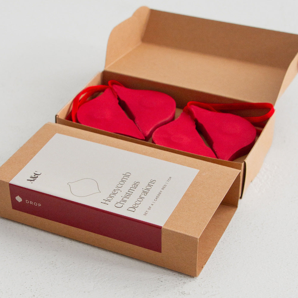 Christmas Decorations Drop Set of 4 - Cherry Red