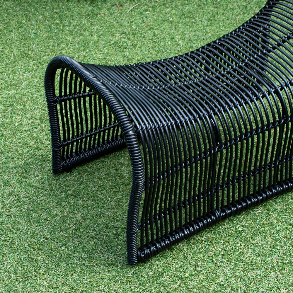 Wave Foot Stool (Straight Weave) - Black