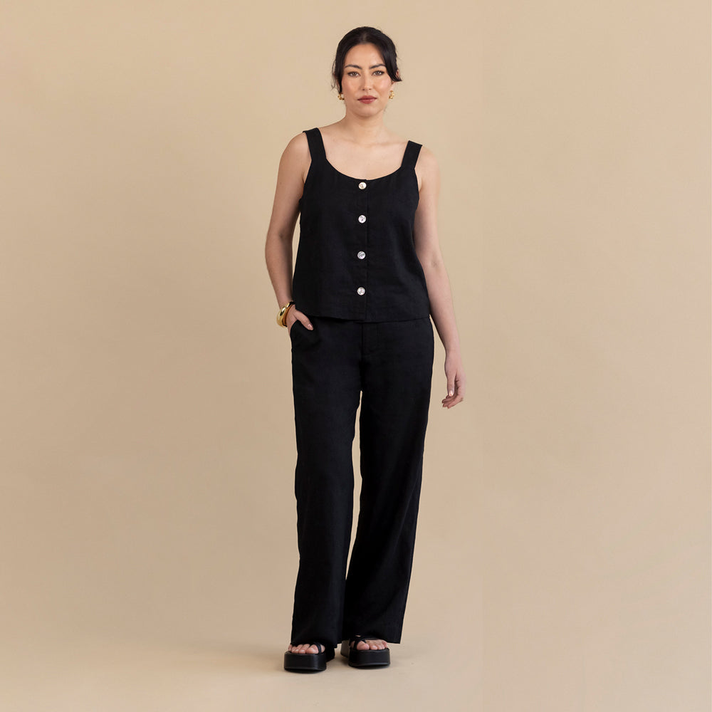 Imogen Linen Pant- Black