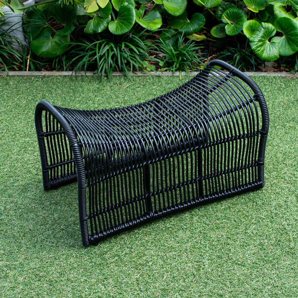 Wave Foot Stool (Straight Weave) - Black