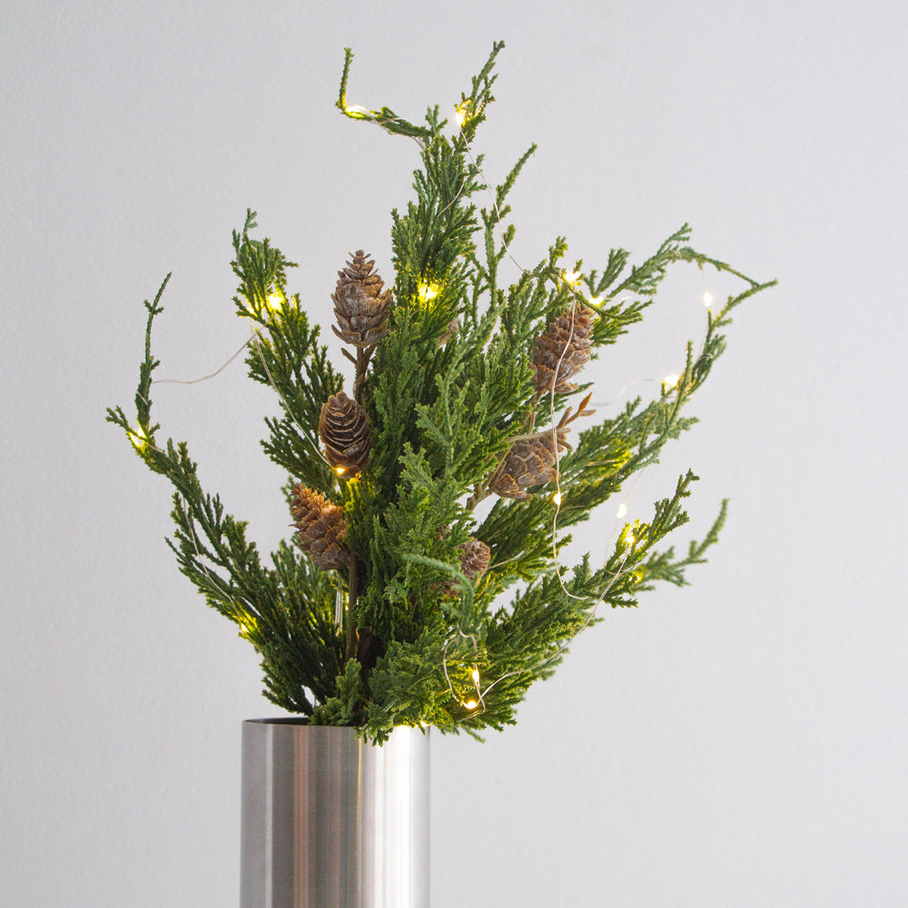 Cedar & Pinecone Branch with Lights