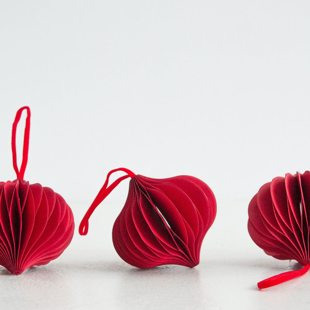 Christmas Decorations Drop Set of 4 - Cherry Red
