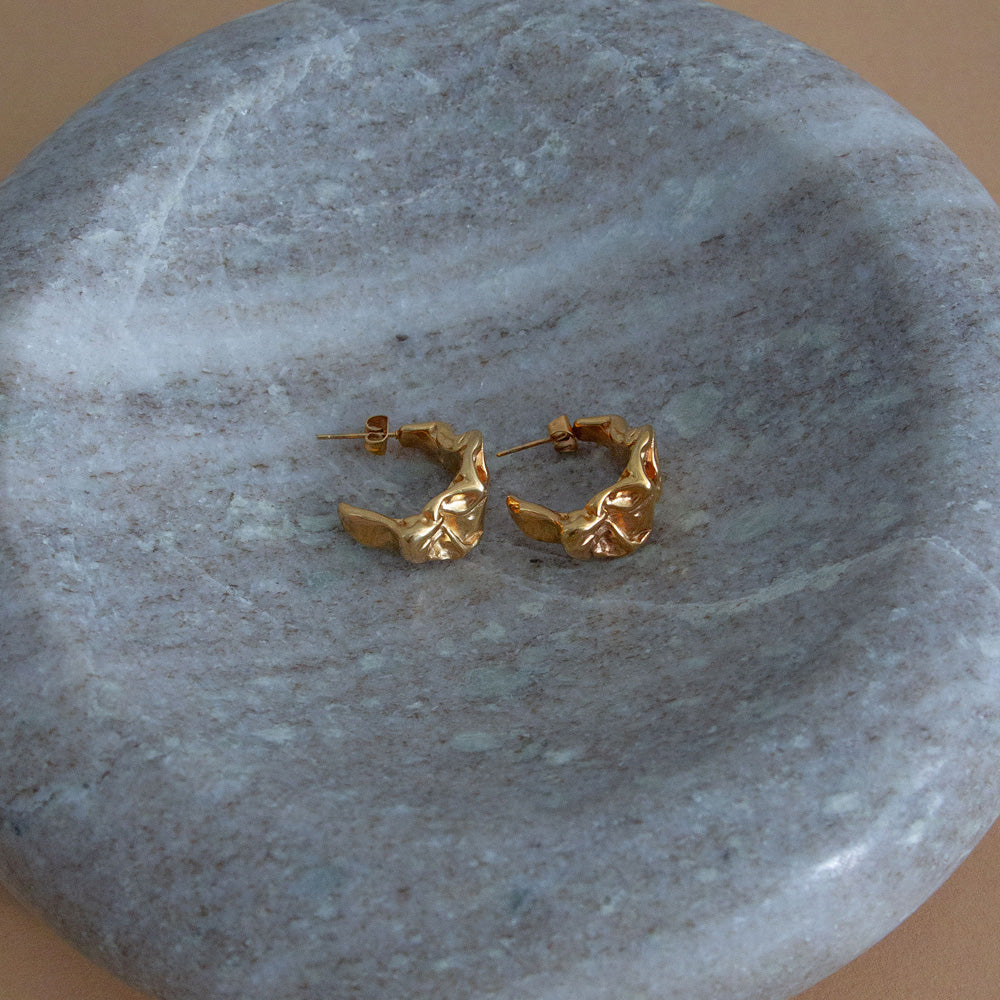 Crinkle Earrings - Gold