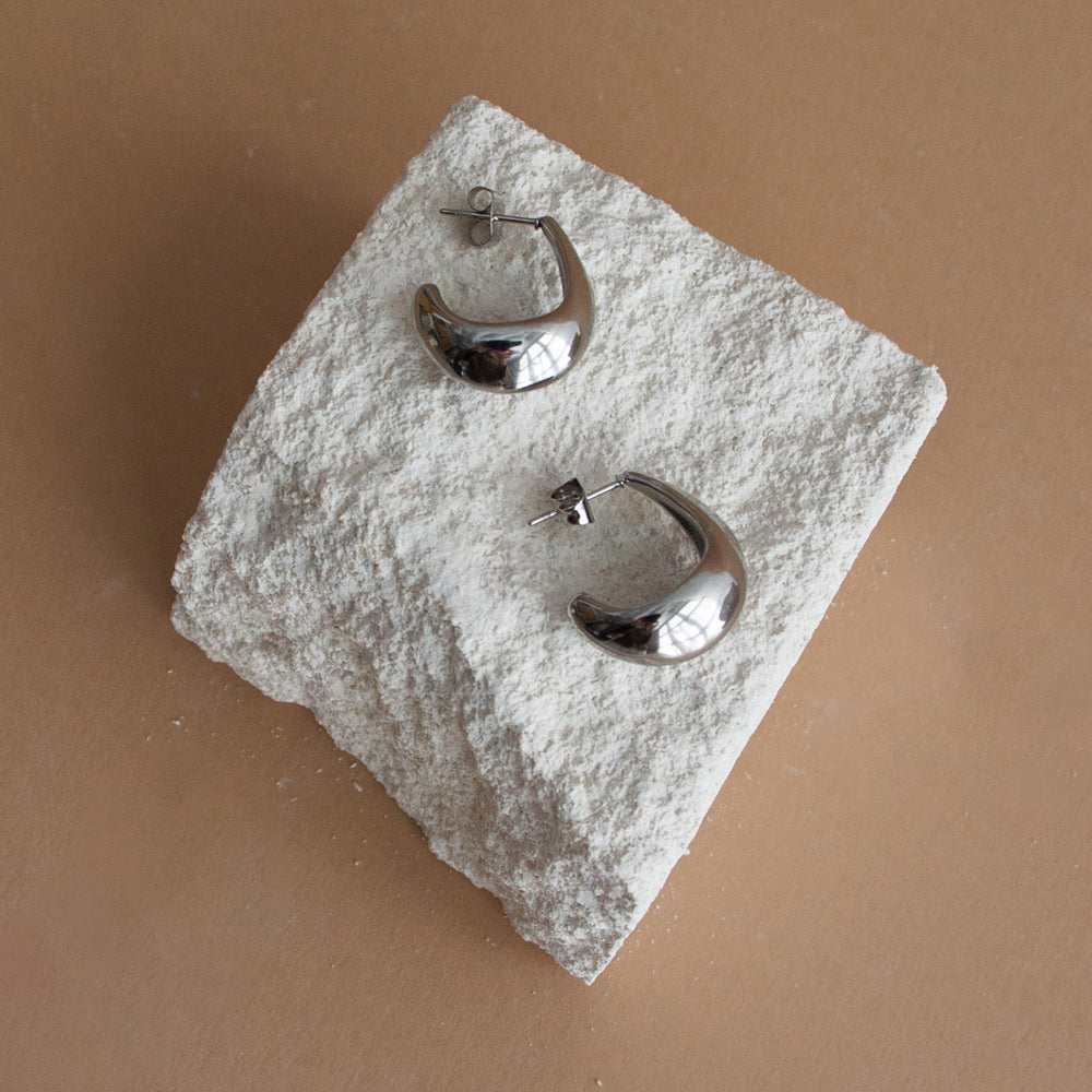 Sculptural Hoop Earrings - Silver