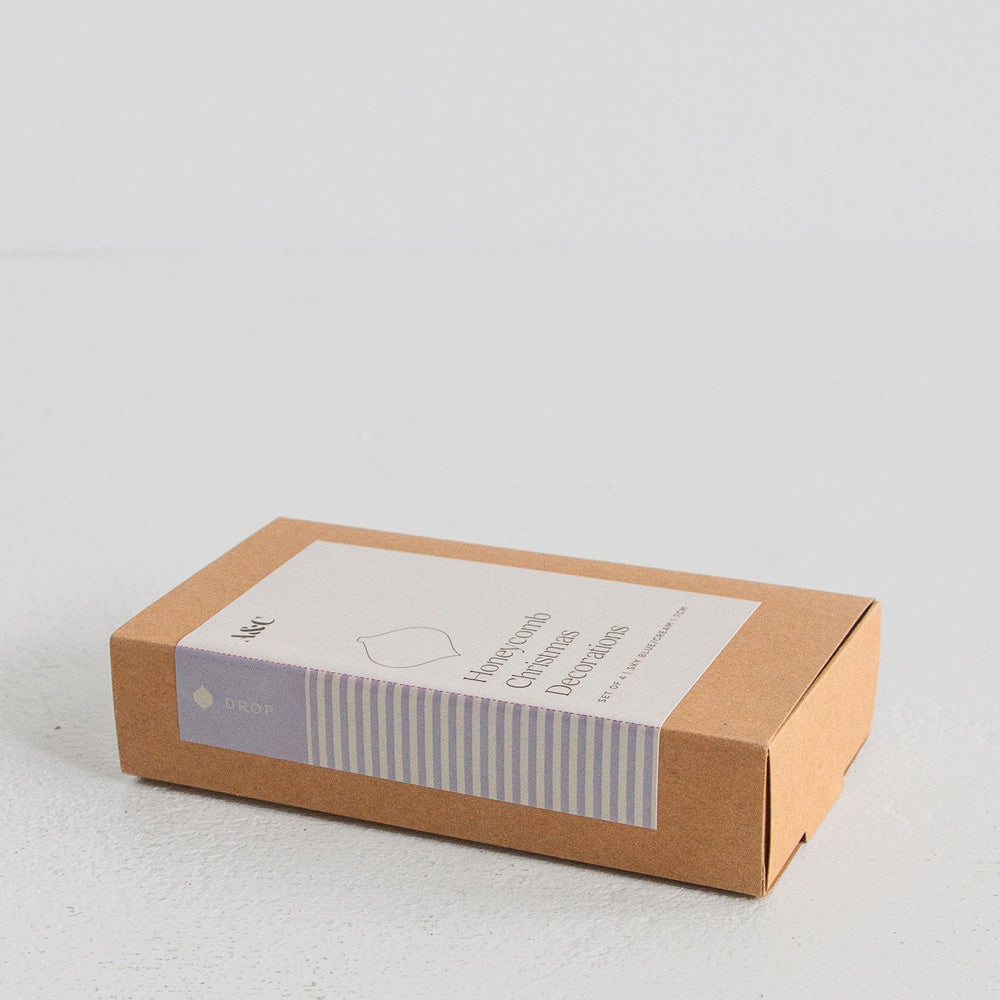 Christmas Decorations Drop Set of 4 - Blue/Cream