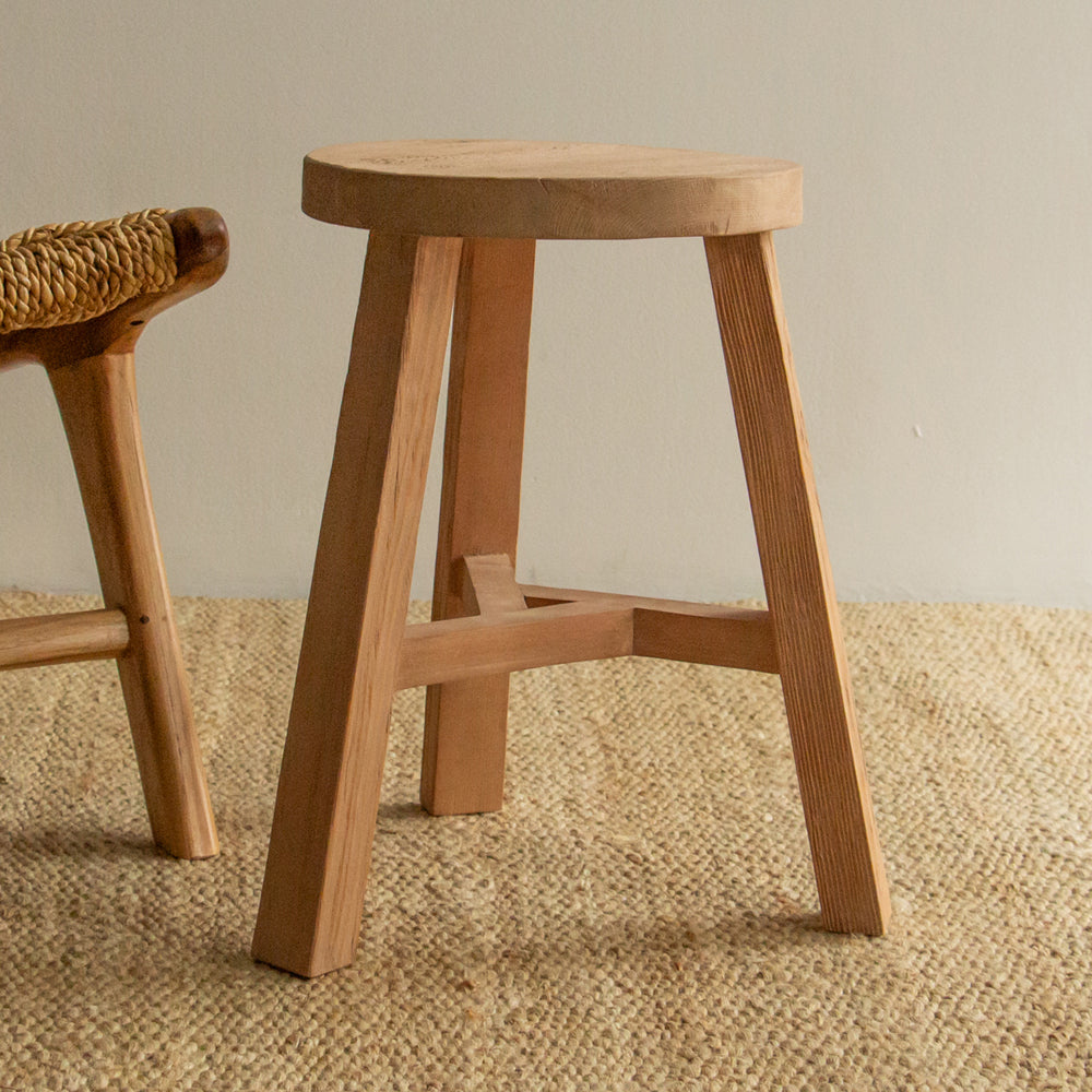 Tate Reclaimed Wood Round Stool