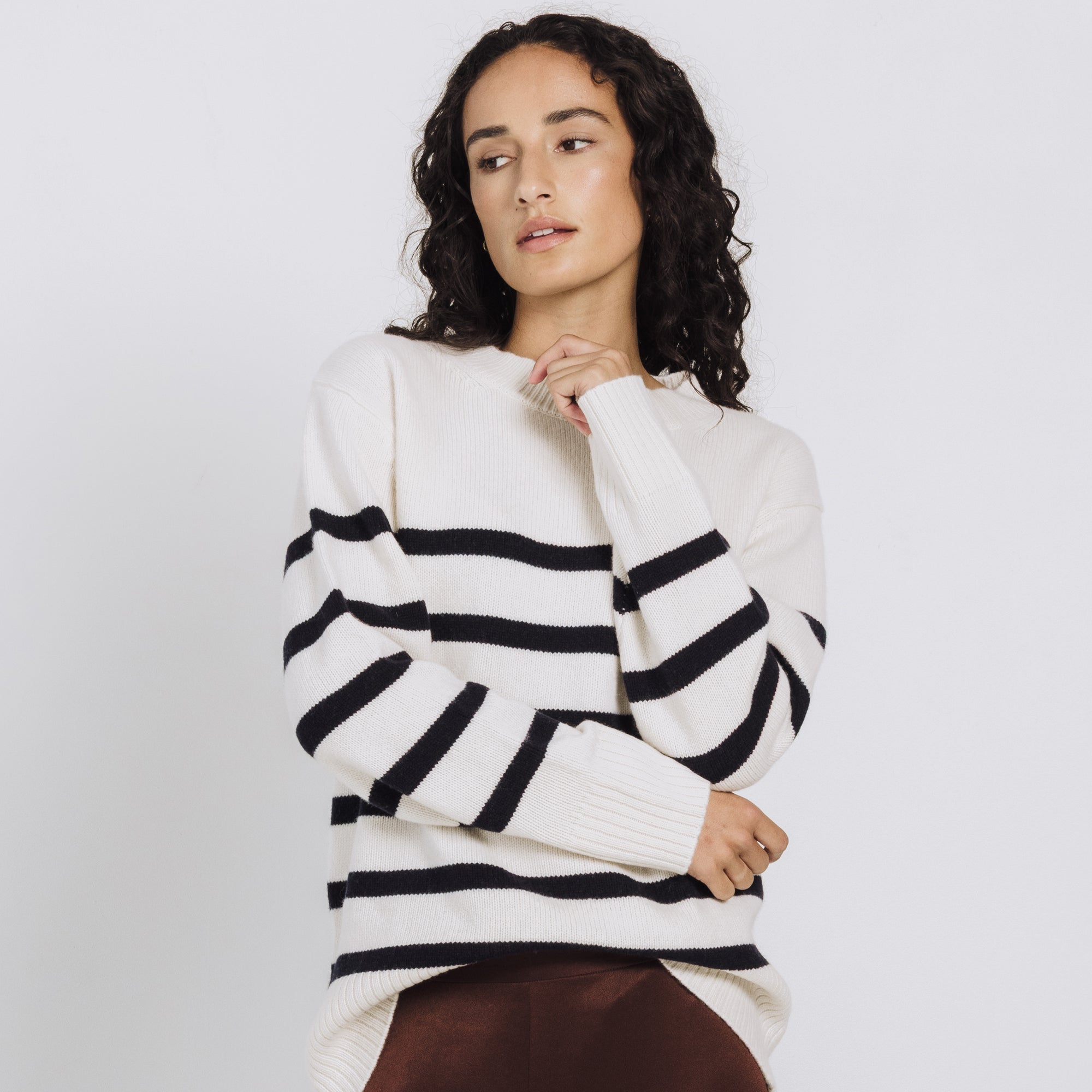 Emily Stripe Crew - Cream