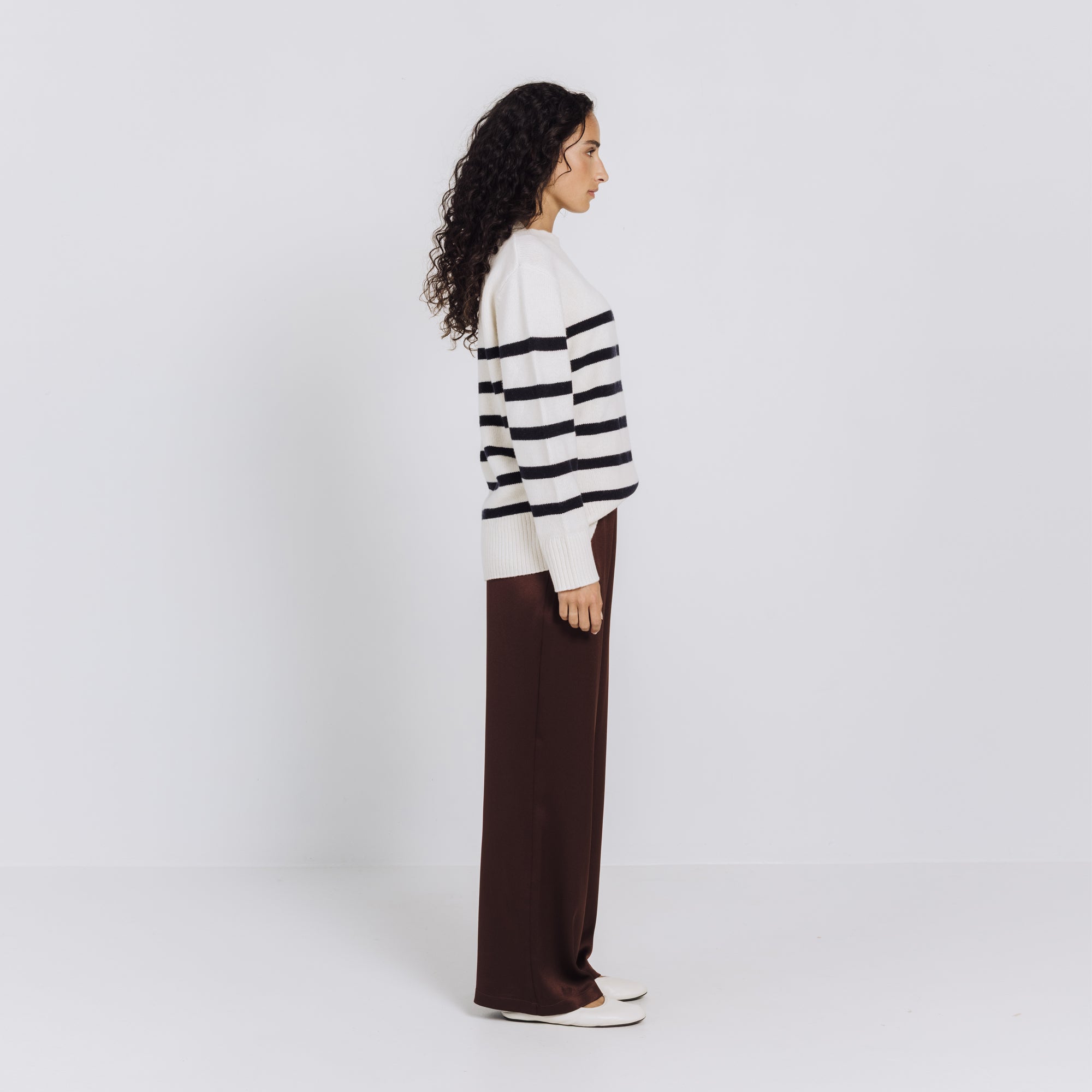Emily Stripe Crew - Cream