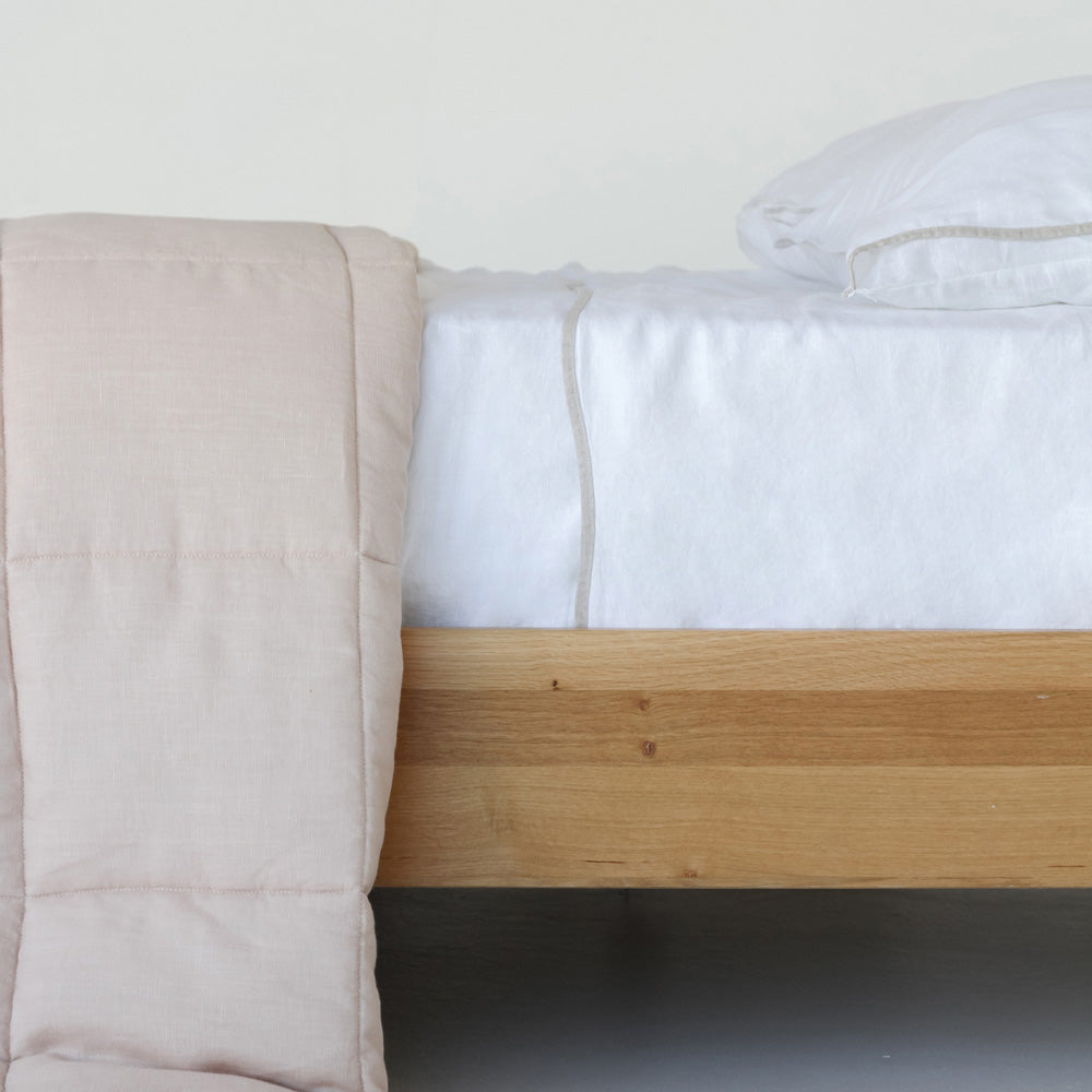 Linen Quilted Bedcover - Blush