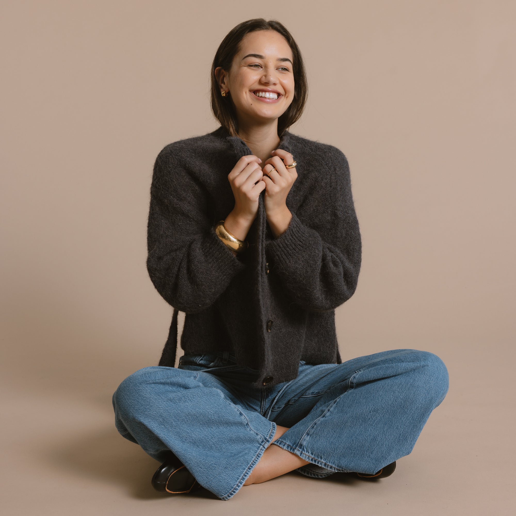 Maeghan Belted Cardigan - Charcoal