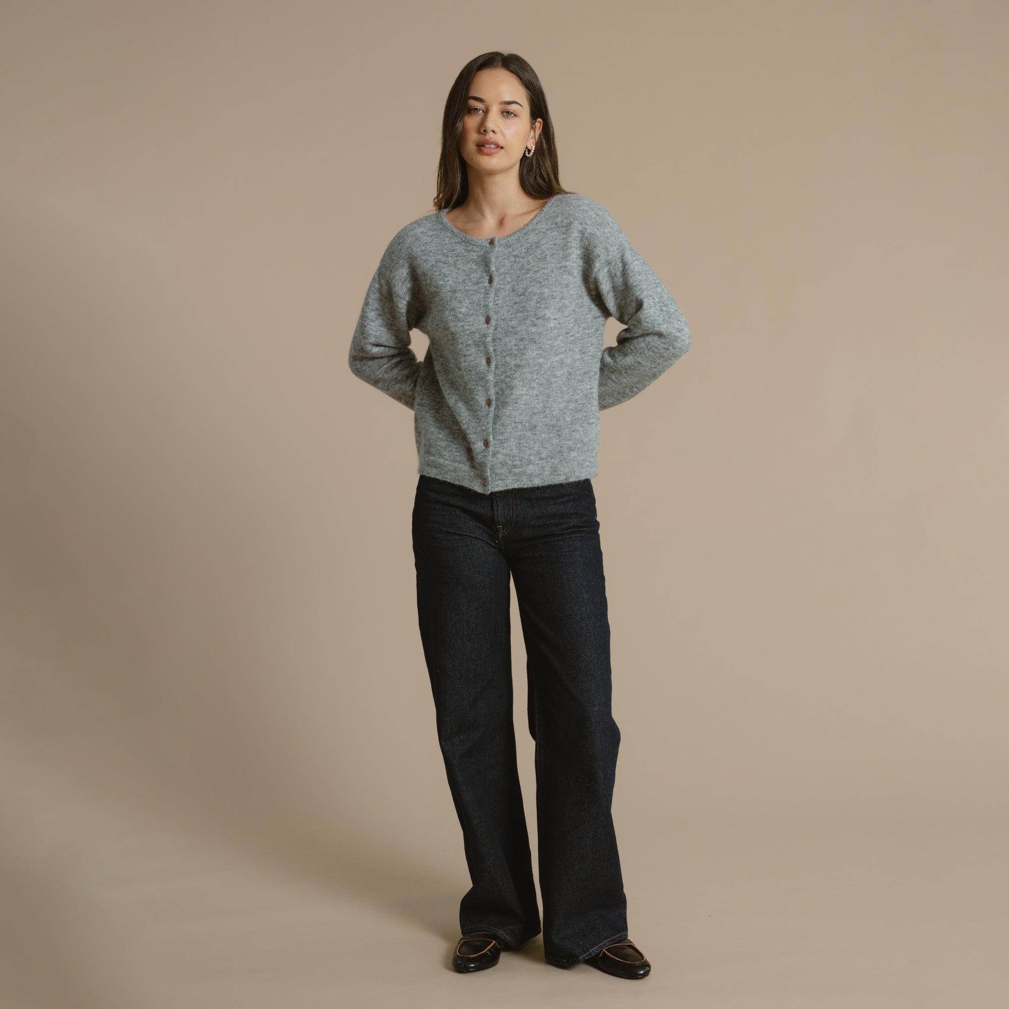 Mila Brushed Cardigan - Husky Grey