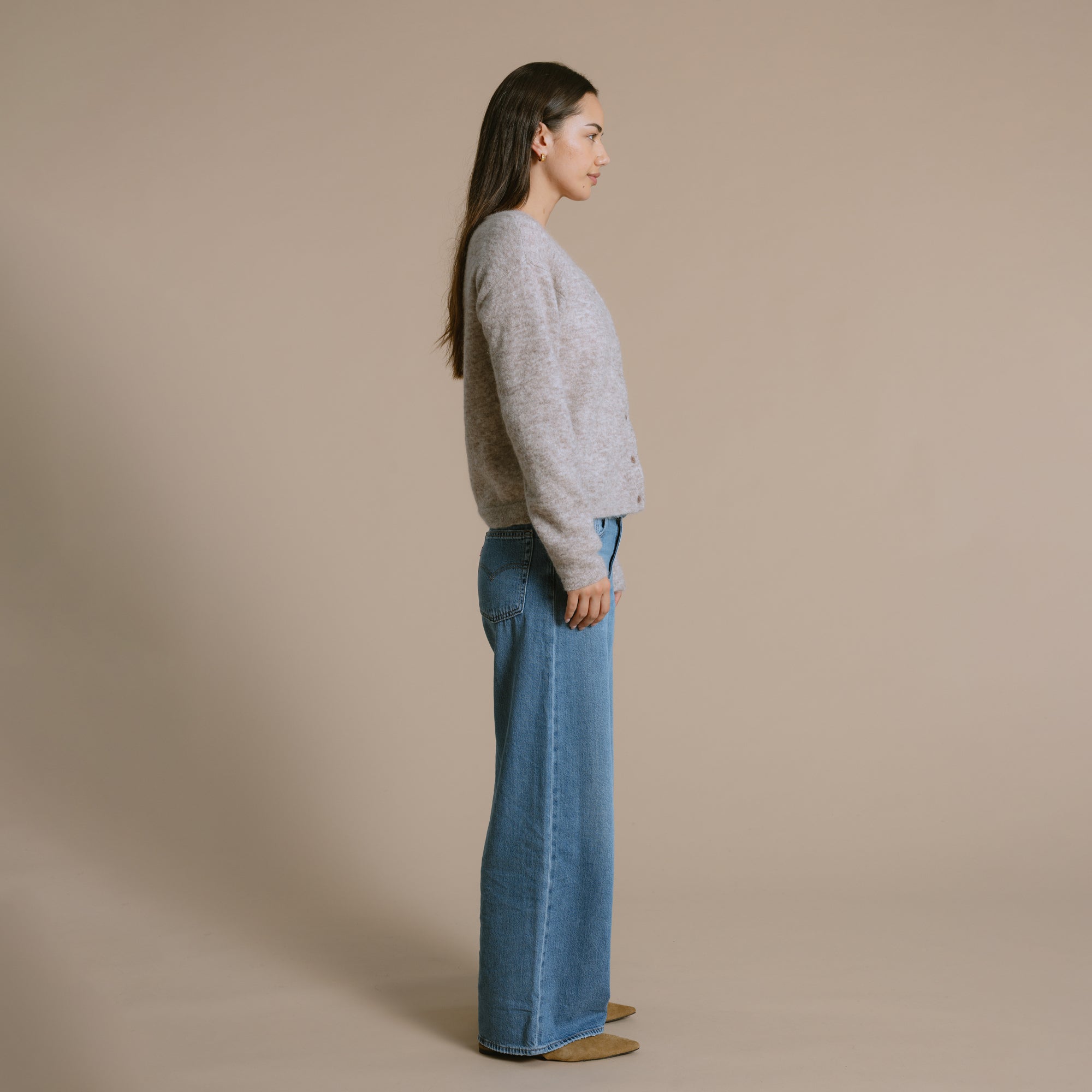 Mila Brushed Mohair Cardigan - Toast