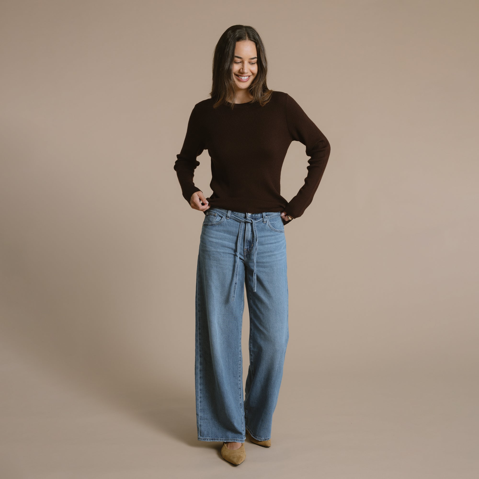 Rosie Merino Crew - Chocolate