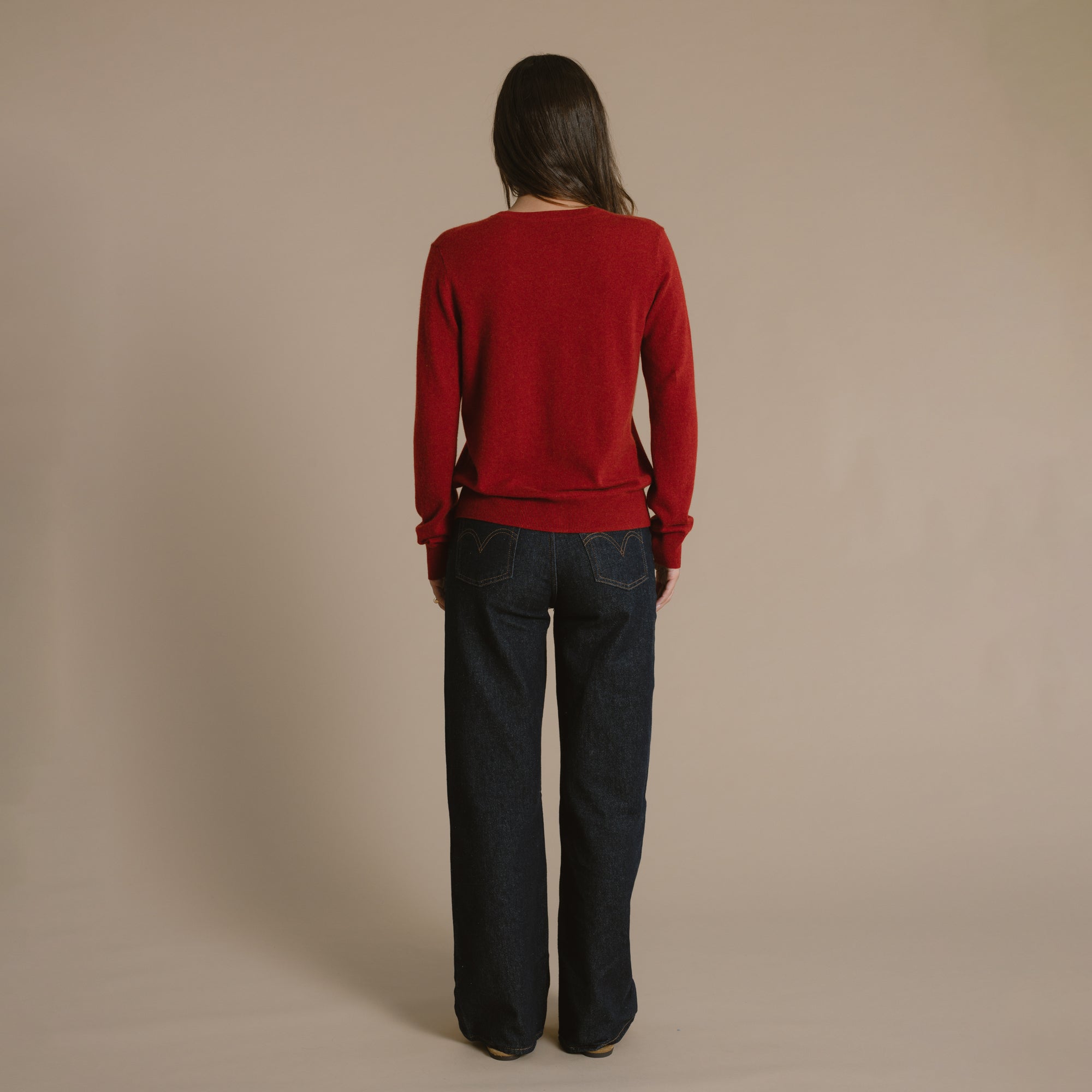 Sarah Cashmere Wool Cardigan - Paprika