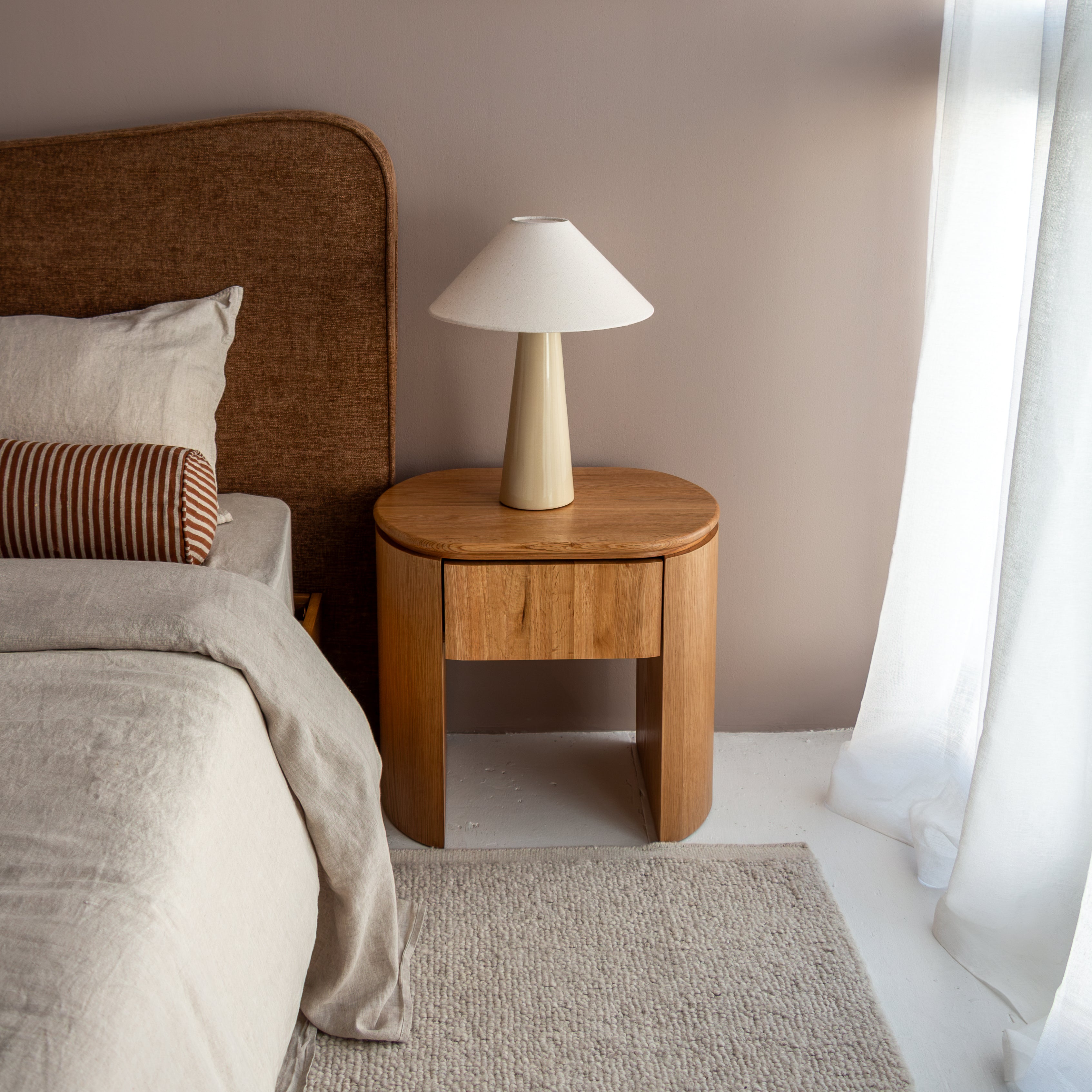 Archie Curved Bedside - Oak