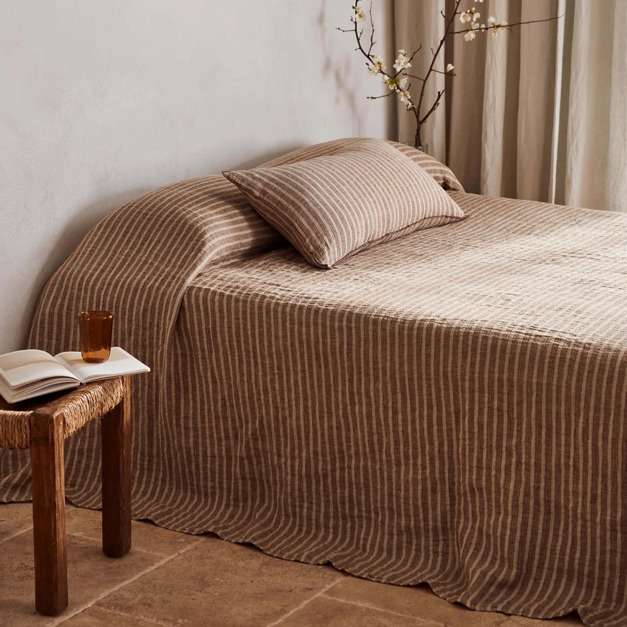 Ava Stripe Toffee Bedcover