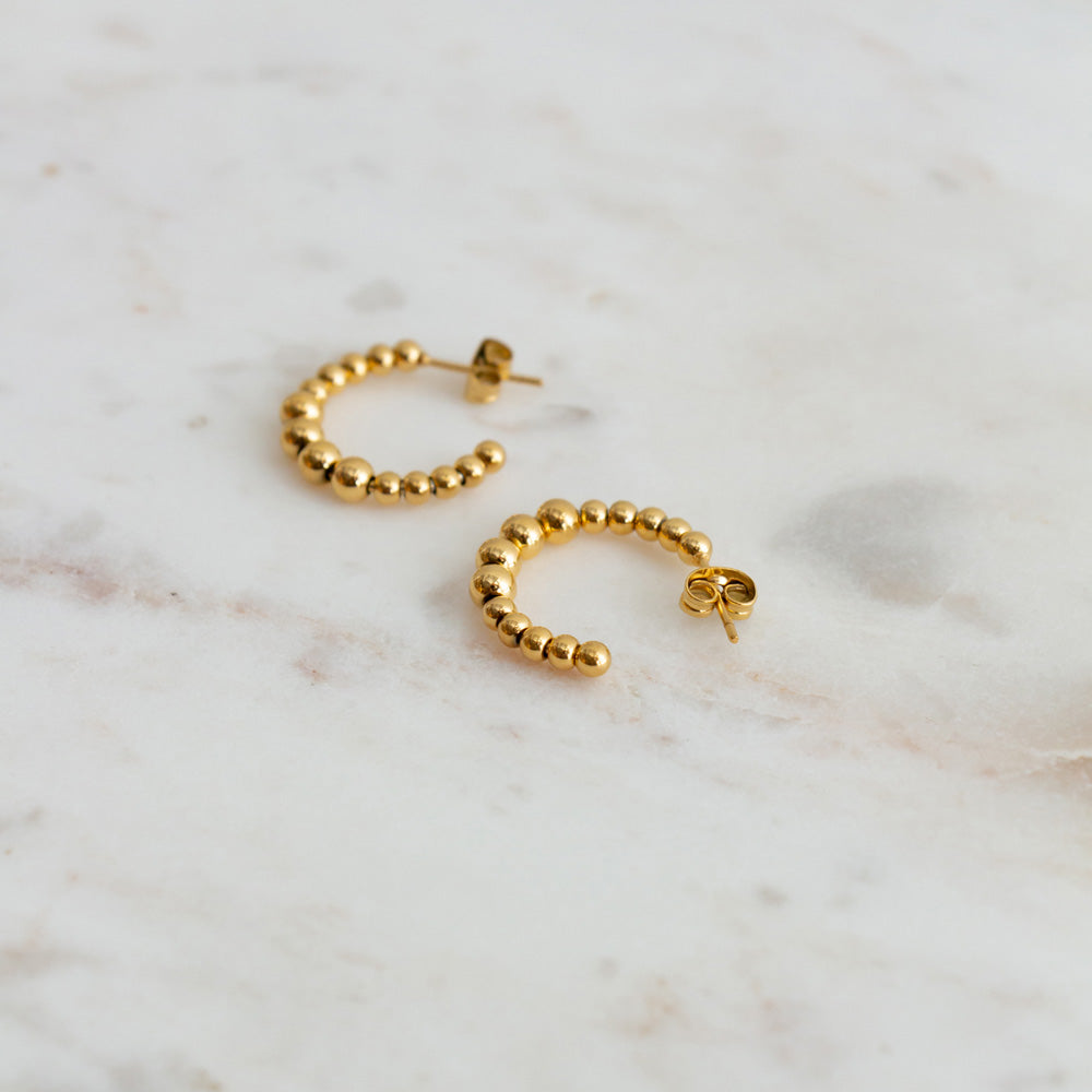 Beaded Sleeper Earrings - Gold