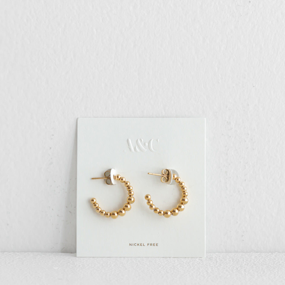 Beaded Sleeper Earrings - Gold