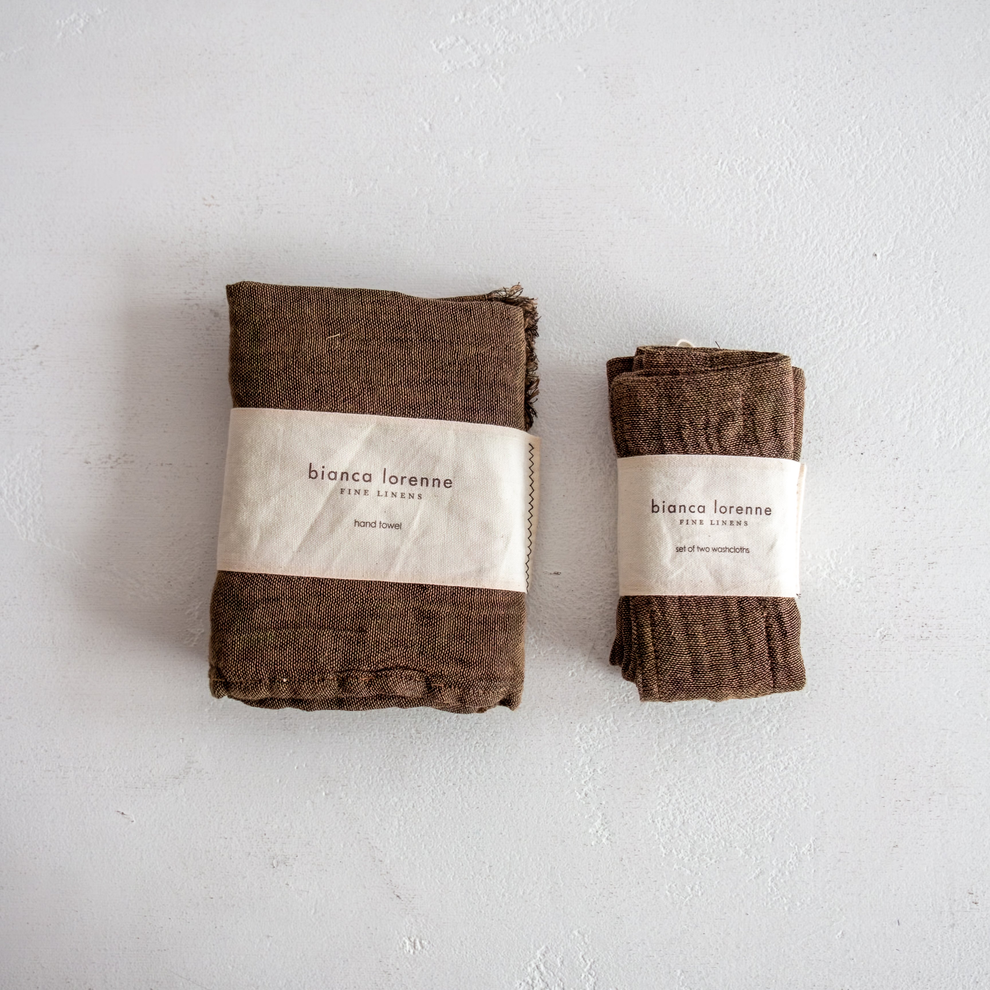 Double Sided Linen/Cotton Hand towel - Bronze/Cedar