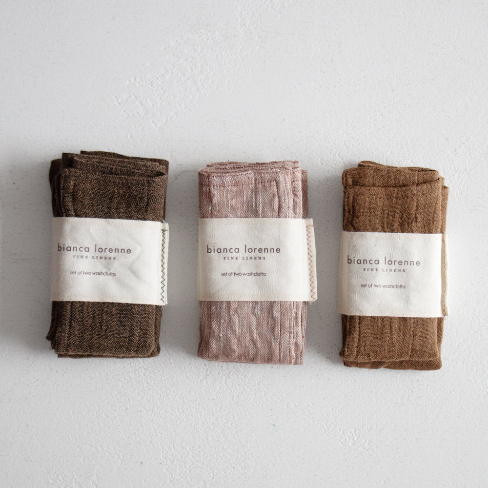 Linen/Cotton Washcloths - Set of 2, Rose