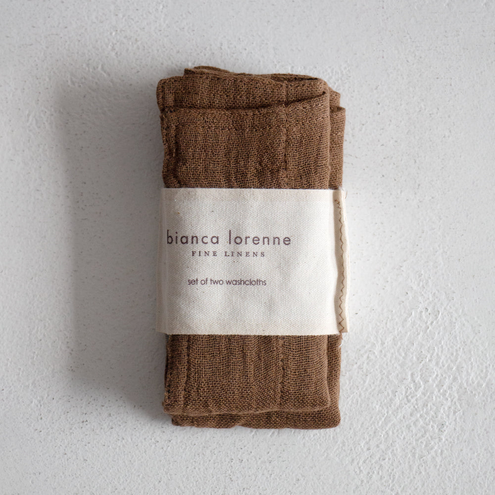 Linen/Cotton Washcloths - Set of 2, Cedar