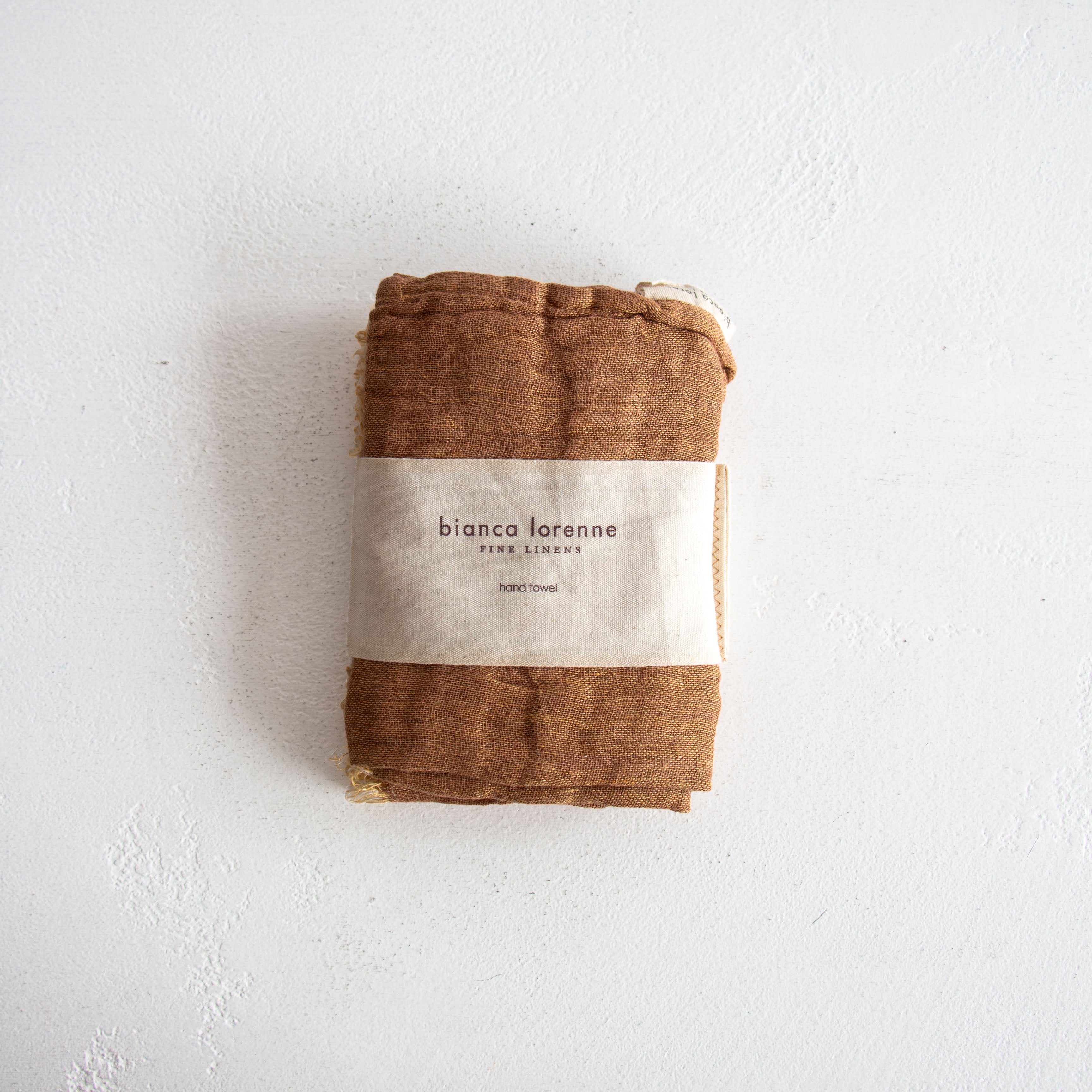 Double Sided Linen/Cotton Hand towel - Sepia/Rose
