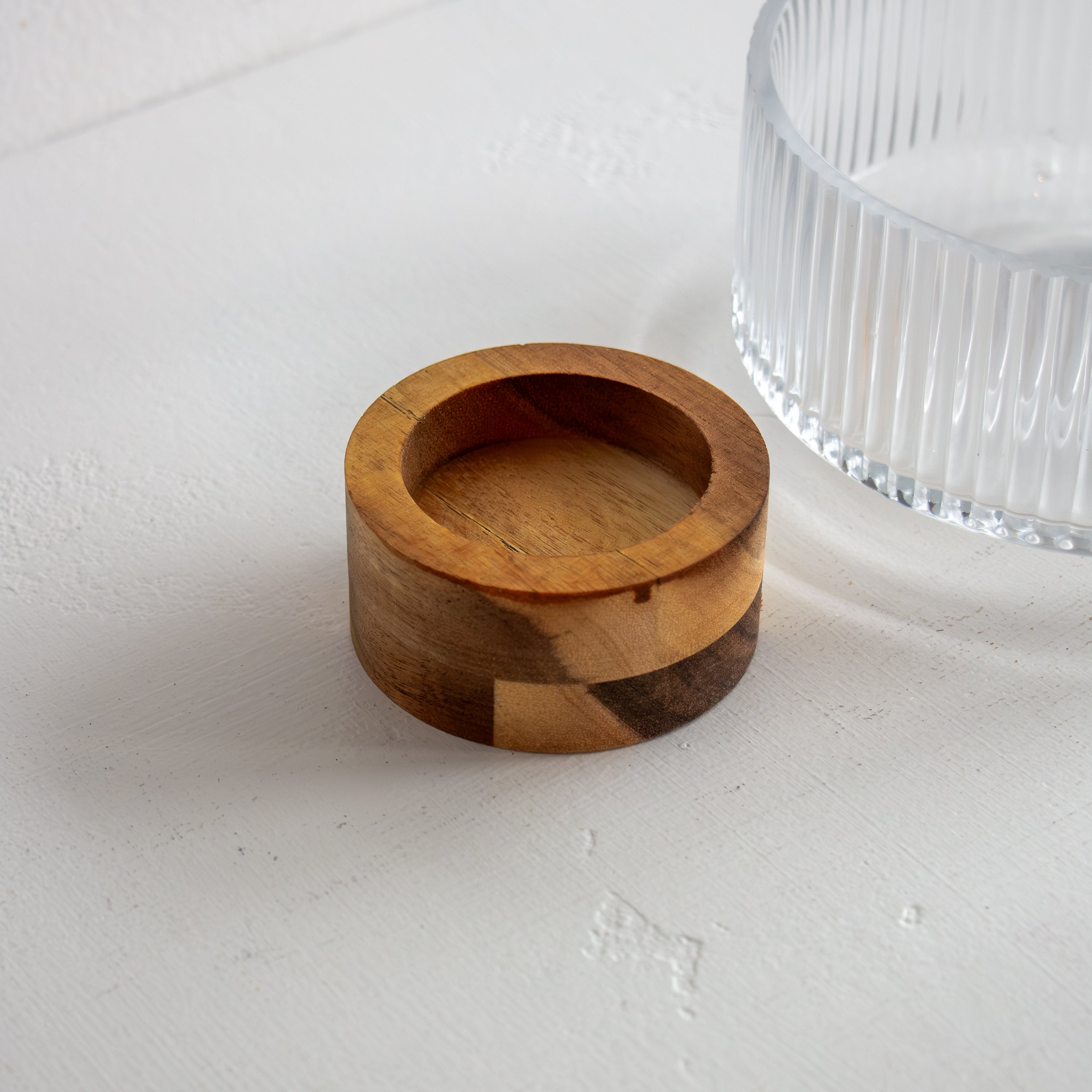 Bossi Glass Wood Footed Bowl