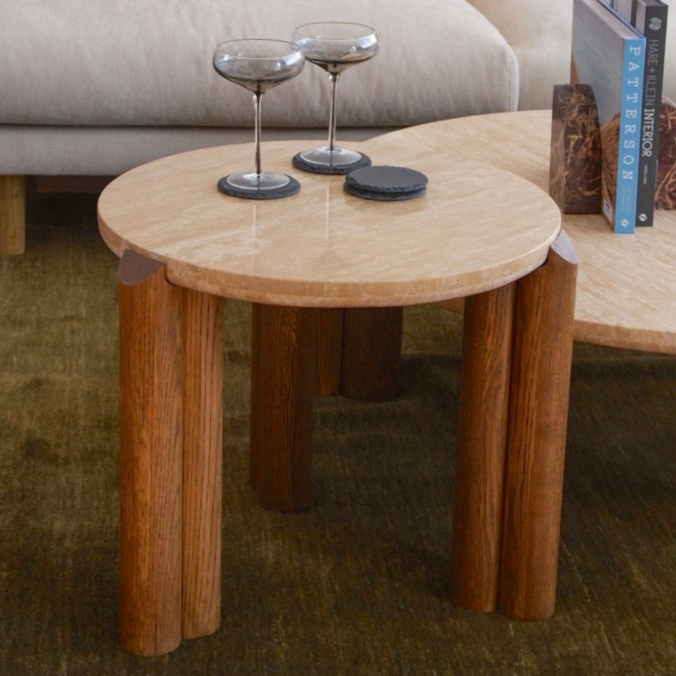 Cain Travertine Side Table