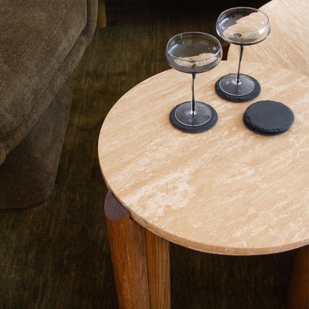 Cain Travertine Side Table