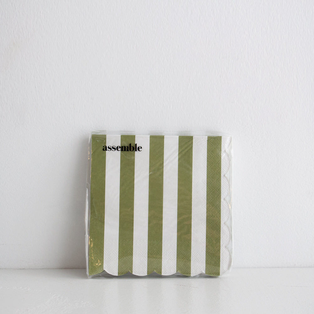 Carnival Paper Napkins - Olive Stripe