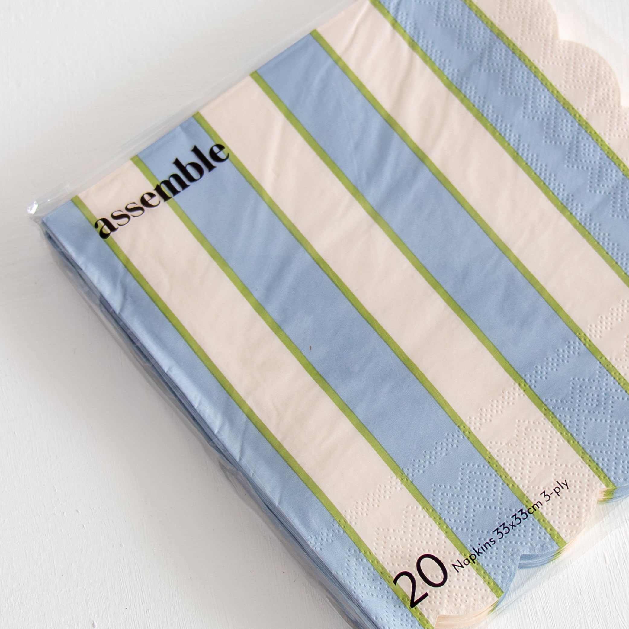 Carnival Paper Napkins - Blue/Ivory Stripe