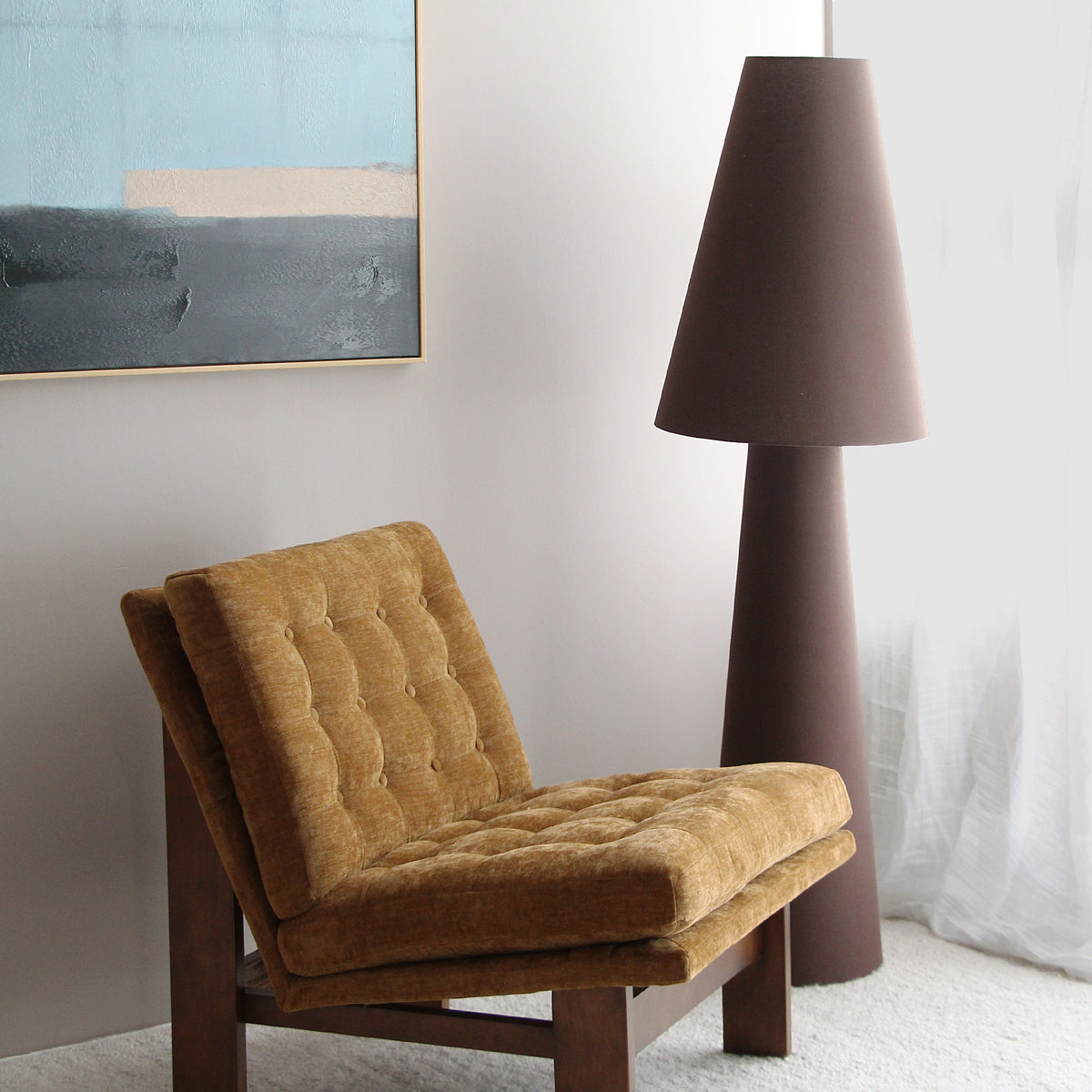 Carrington Linen Floor Lamp - Brown