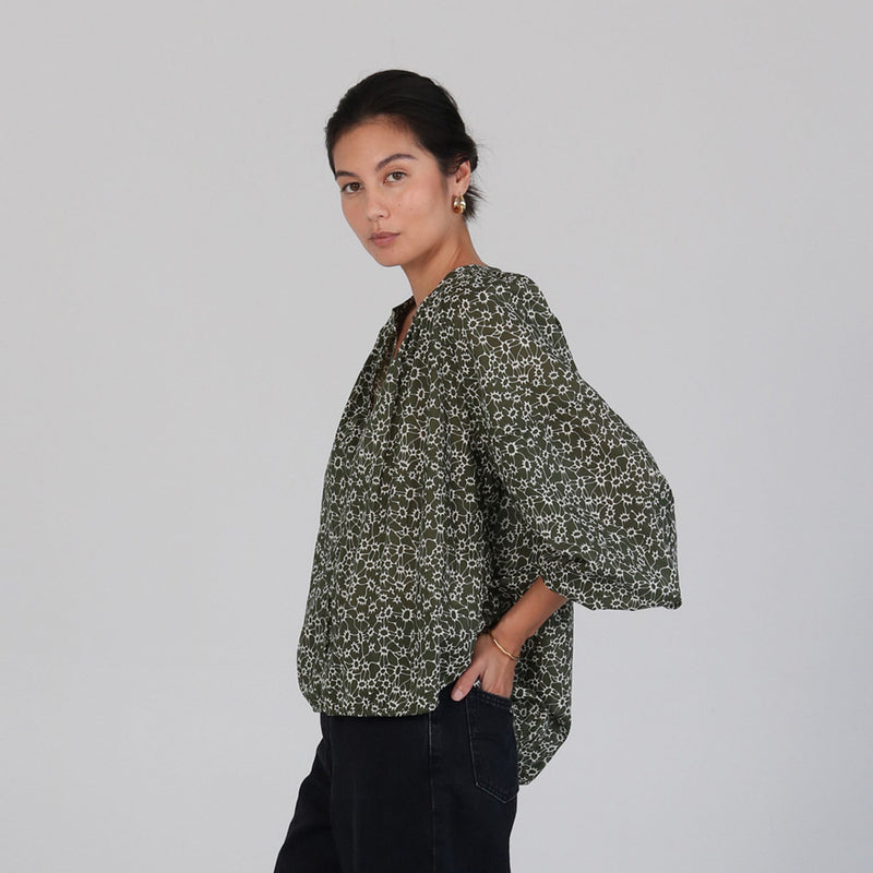 Cleo Blouse - Forest Print