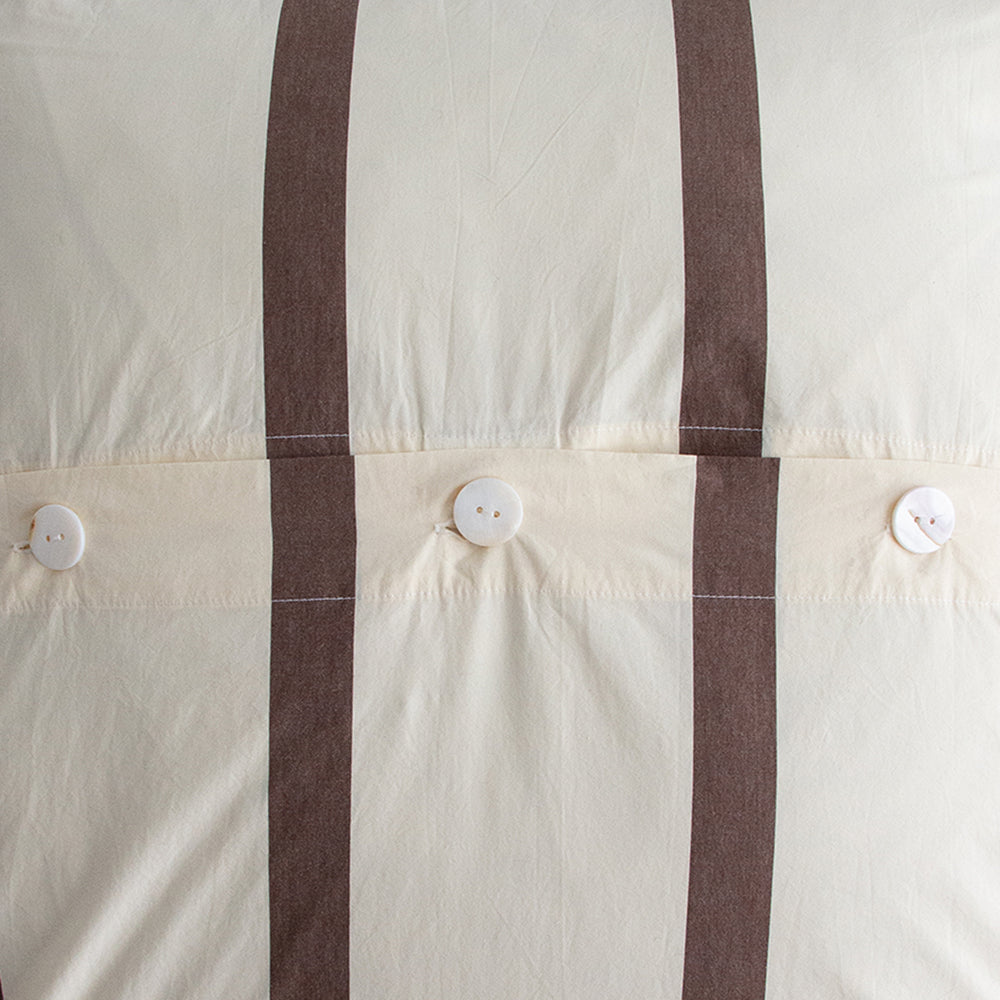 Stonewash Cotton Euro Pillowcase - Cocoa Stripe