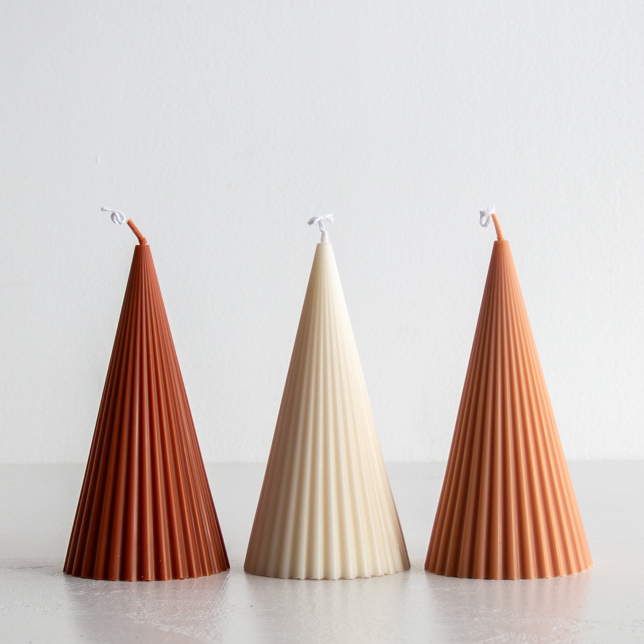 Fluted Cone Candle - Terracotta