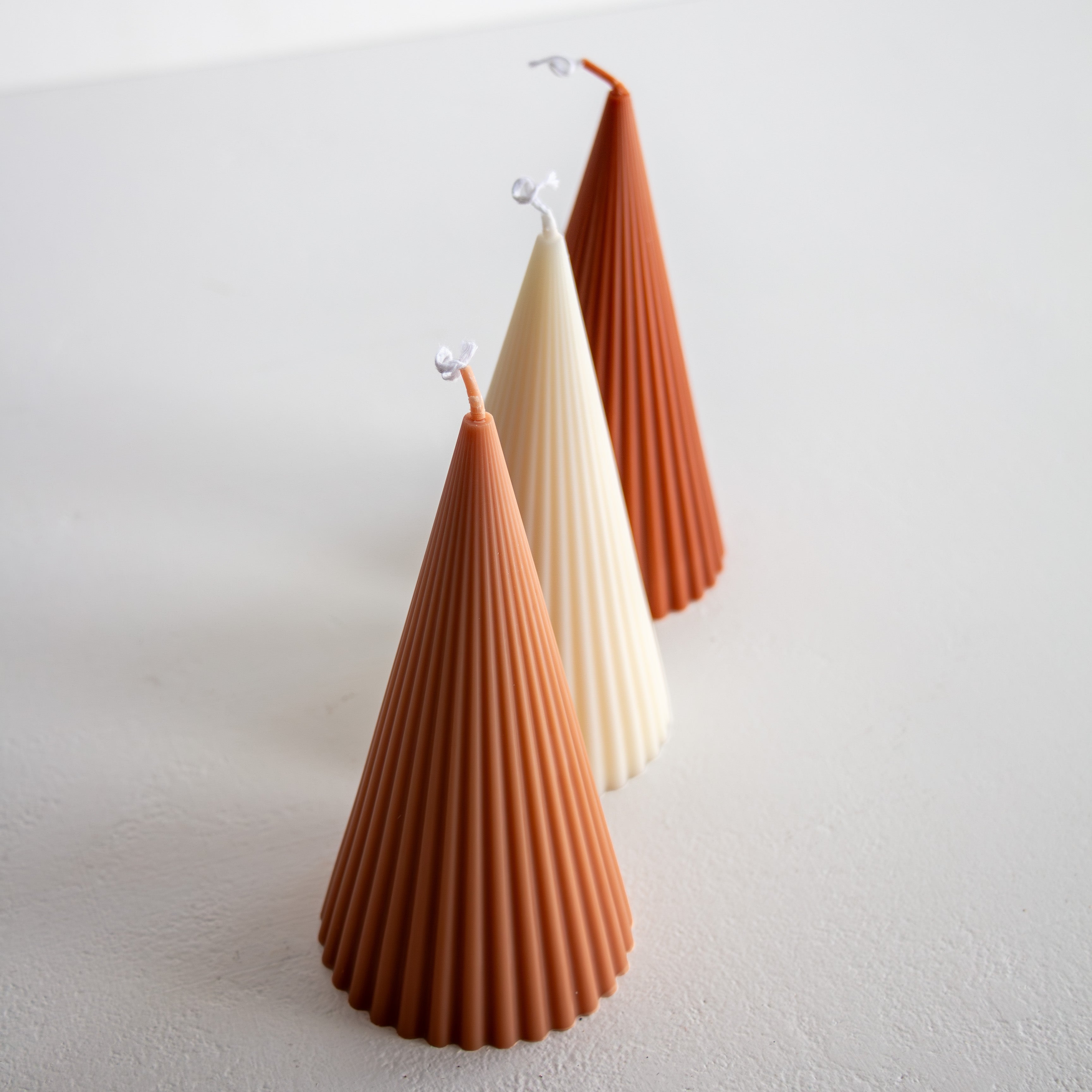 Fluted Cone Candle - Nude